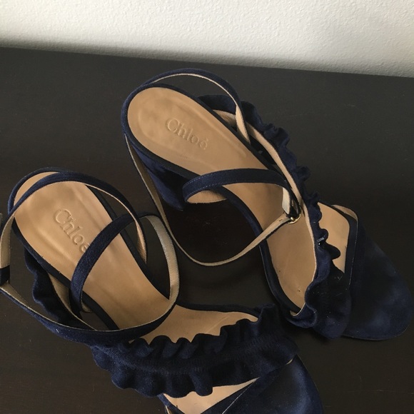 Blue Suede Chloé Heel - Picture 2 of 3